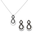 Amber Silber Set: Halskette-Anhanger + Ohrringe SET-7092/2