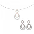 Amber Silber Set: Halskette-Anhanger + Ohrringe SET-7092