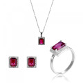 Enora Silber Set: Necklace + Earrings + Ring SET-7425/RU