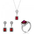 Enora Silber Set: Necklace + Earrings + Ring SET-7426/RU