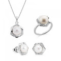 Aliva Silber Set: Necklace + Earrings + Ring SET-7469