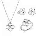 Aida Silber Set: Necklace + Earrings + Ring SET-7472