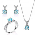 Maya Silber Set: Necklace + Earrings + Ring SET-7478/AQ