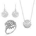 Flavie Silber Set: Necklace + Earrings + Ring SET-7502