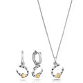 Aurora Silber Set: Halskette-Anhanger + Ohrringe SET-7525