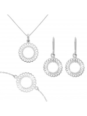 Amada Silber Set: Bracelet + Earrings + Necklace SET-7075