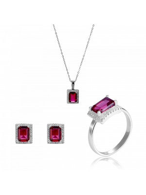 Enora Silber Set: Necklace + Earrings + Ring SET-7425/RU