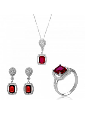 Enora Silber Set: Necklace + Earrings + Ring SET-7426/RU