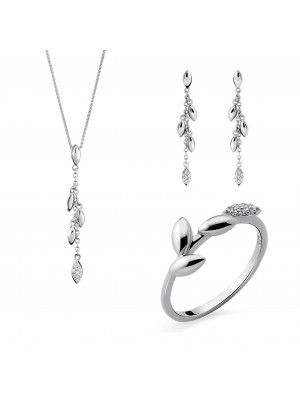 Loana Silber Set: Necklace + Earrings + Ring SET-7505