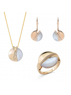 Moragene Silber Set: Necklace + Earrings + Ring SET-7506/G