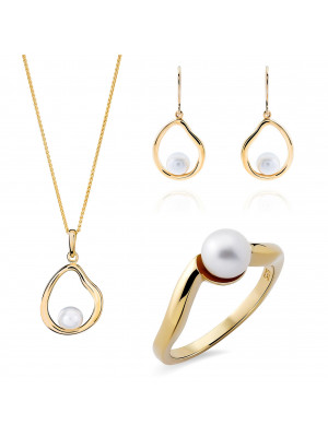 Baptiste Silber Set: Necklace + Earrings + Ring SET-7507/G