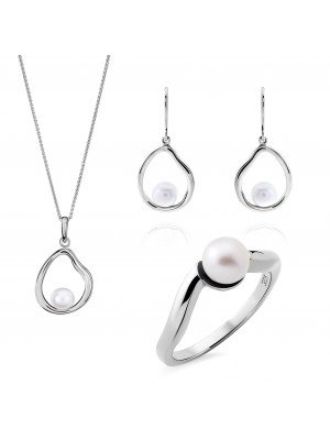 Baptiste Silber Set: Necklace + Earrings + Ring SET-7507