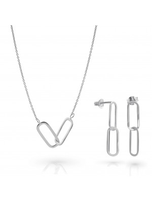 Rose Silber Set: Necklace + Earrings SET-7561