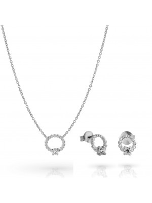 Premium Silber Set: Necklace + Earrings SET-7562