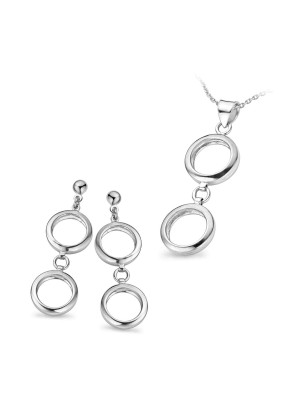 Silber Set: Halskette-Anhanger + Ohrringe SET-5065