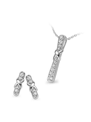 Silber Set: Halskette-Anhanger + Ohrringe SET-5128