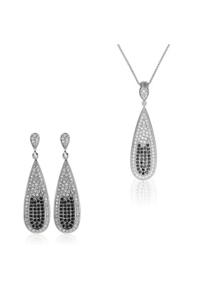 Silber Set: Halskette-Anhanger + Ohrringe SET-5176