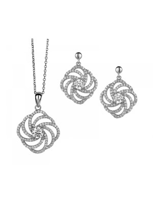 Silber Set: Halskette-Anhanger + Ohrringe SET-5178