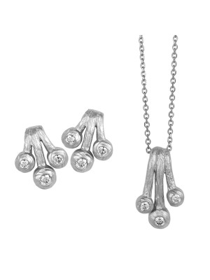 Silber Set: Halskette-Anhanger + Ohrringe SET-5233