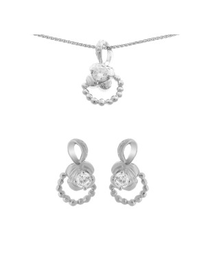 Silber Set: Halskette-Anhanger + Ohrringe SET-5236