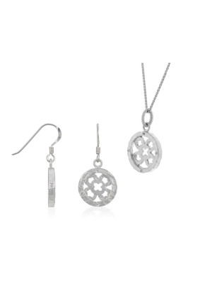 Silber Set: Halskette-Anhanger + Ohrringe SET-5251