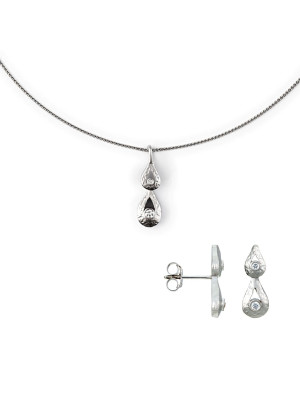 Silber Set: Halskette-Anhanger + Ohrringe SET-5253