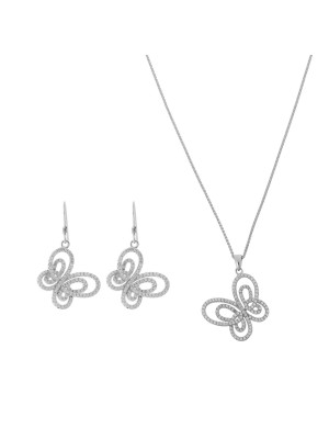 Silber Set: Halskette-Anhanger + Ohrringe SET-5264