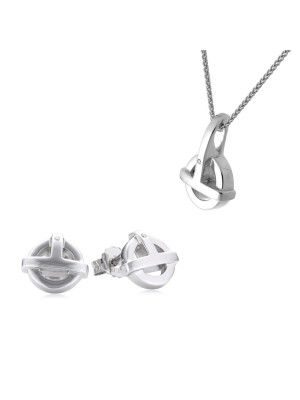 Silber Set: Halskette-Anhanger + Ohrringe SET-5677