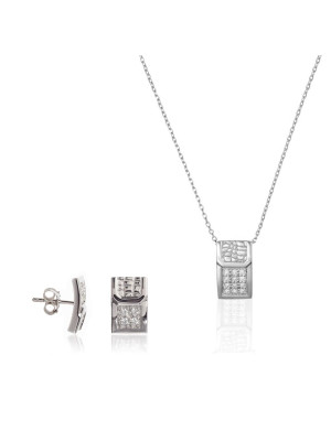 Silber Set: Halskette-Anhanger + Ohrringe SET-5902