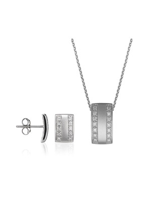 Silber Set: Halskette-Anhanger + Ohrringe SET-5913