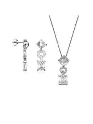 Silber Set: Halskette-Anhanger + Ohrringe SET-5919