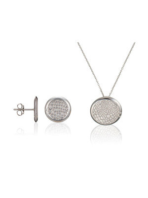 Silber Set: Halskette-Anhanger + Ohrringe SET-5924