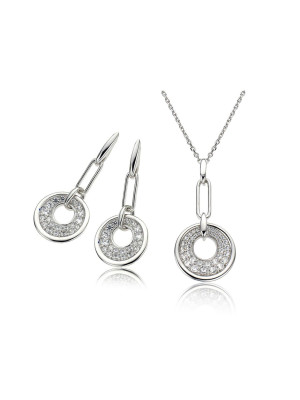 Silber Set: Halskette-Anhanger + Ohrringe SET-5961