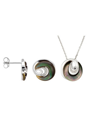 Silber Set: Halskette-Anhanger + Ohrringe SET-5987