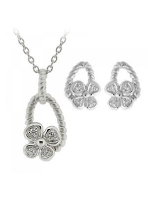 Silber Set: Halskette-Anhanger + Ohrringe SET-6020