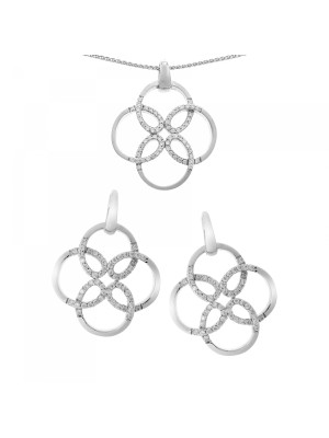 Silber Set: Halskette-Anhanger + Ohrringe SET-6085