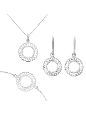 Amada Silber Set: Bracelet + Earrings + Necklace SET-7075