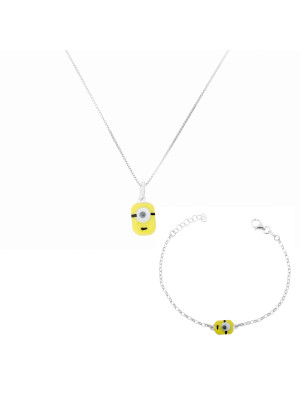 Minion Silber Set: Kette-anhänger + Armband SET-7135/1