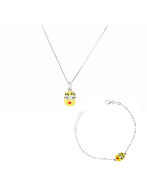 Minion Silber Set: Kette-anhänger + Armband SET-7135/2