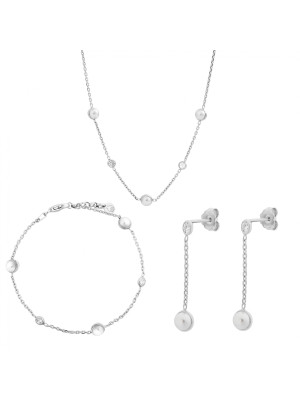 Emilia Silber Set: Halskette + Armband + Ohrringe SET-7380