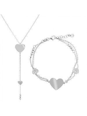 Heart Silber Set: Halskette + Armband SET-7384