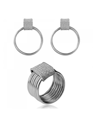 Eleanor Silber Set: Earrings + Ring SET-7417