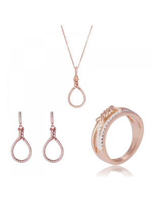 Aava Silber Set: Necklace + Earrings + Ring SET-7421