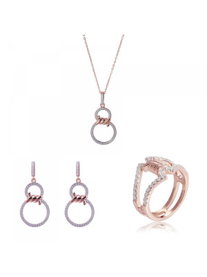 Aavia Silber Set: Necklace + Earrings + Ring SET-7422