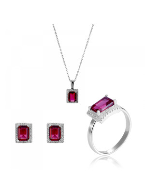 Enora Silber Set: Necklace + Earrings + Ring SET-7425/RU