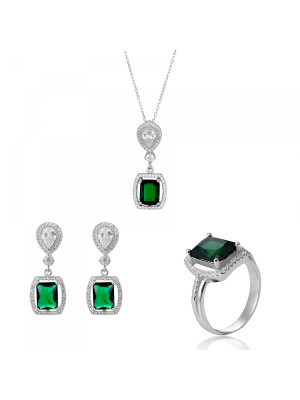 Enora Silber Set: Necklace + Earrings + Ring SET-7426/EM