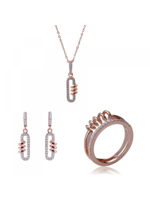 Gigi Silber Set: Necklace + Earrings + Ring SET-7438