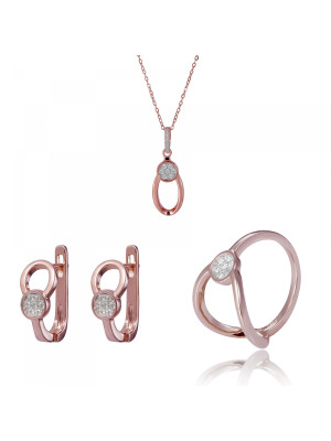 Gigi Silber Set: Necklace + Earrings + Ring SET-7439