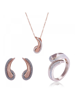 Tilou Silber Set: Necklace + Earrings + Ring SET-7441