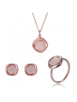 Amalia Silber Set: Necklace + Earrings + Ring SET-7442